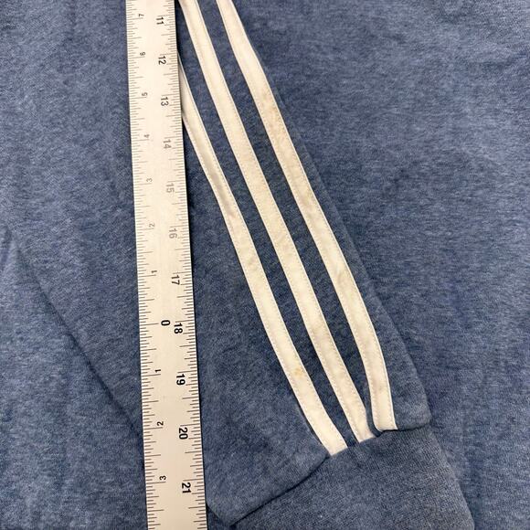 Adidas Essentials 3 Stripes Blue White Mens M Spellout Pullover Track Hoodie - Picture 8 of 11